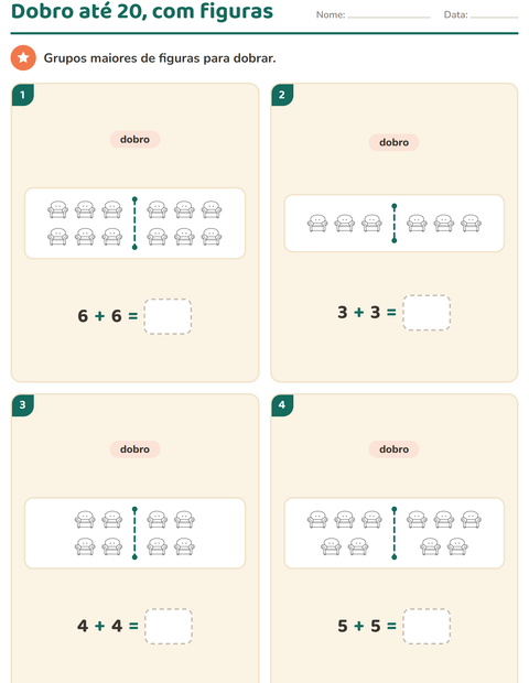 Pré-visualização da ficha de Dobro e metade com Móveis PB para 1º ano do ensino fundamental