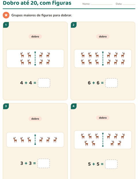 Pré-visualização da ficha de Dobro e metade com Natal para 1º ano do ensino fundamental