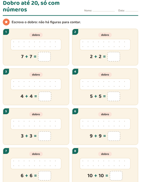 Dobro até 20 só com números: oito contas e nenhuma figura