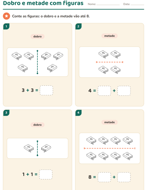 Pré-visualização da ficha de Dobro e metade com Páscoa PB para 1º ano do ensino fundamental