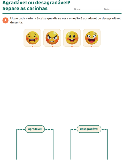 Pré-visualização da ficha de Emoções e sentimentos para Educação infantil (pré-escola, 5-7 anos)