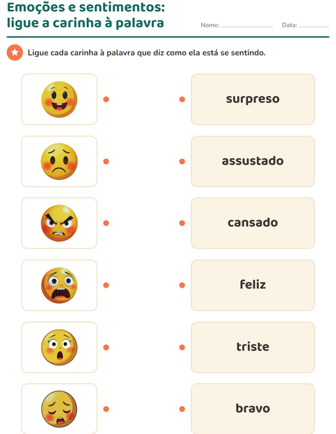 Emoções e sentimentos: ligue a carinha à palavra