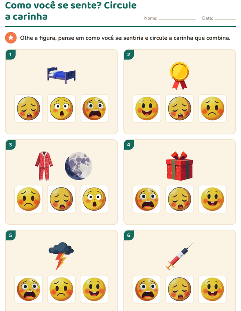 Como você se sente? Circule a carinha