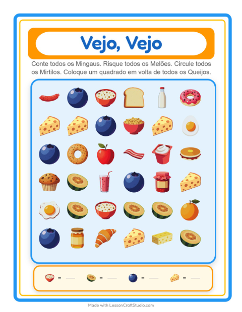Pré-visualização da ficha de Encontre E Conte com Café da manhã para Educação infantil (creche, 3-5 anos)