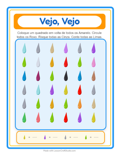 Pré-visualização da ficha de Encontre E Conte com Cores para Educação infantil (creche, 3-5 anos)