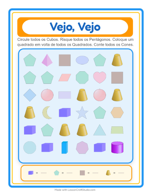 Pré-visualização da ficha de Encontre E Conte com Formas para Educação infantil (creche, 3-5 anos)