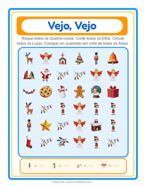 Pré-visualização da ficha de Encontre E Conte com Natal para Educação infantil (creche, 3-5 anos)