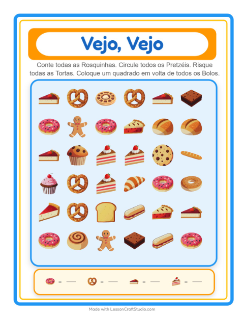 Pré-visualização da ficha de Encontre E Conte com Padaria para Educação infantil (creche, 3-5 anos)