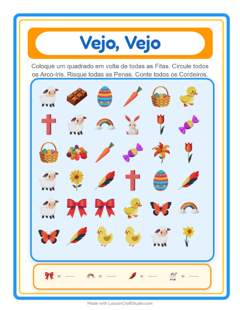 Pré-visualização da ficha de Encontre E Conte com Páscoa para Educação infantil (creche, 3-5 anos)
