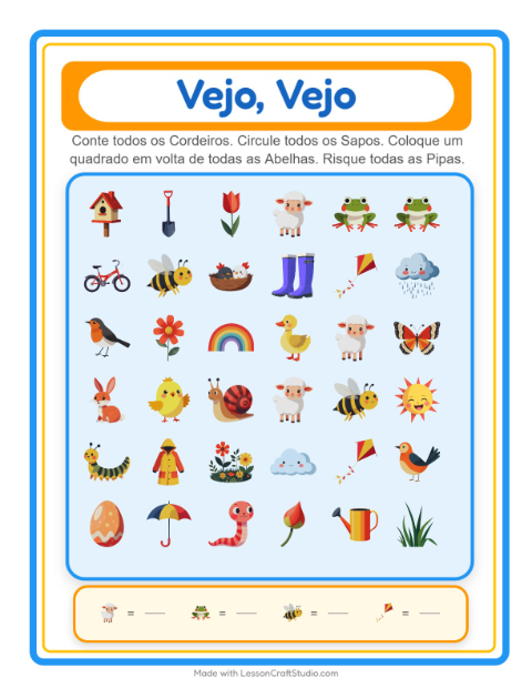 Pré-visualização da ficha de Encontre E Conte com Primavera para Educação infantil (creche, 3-5 anos)