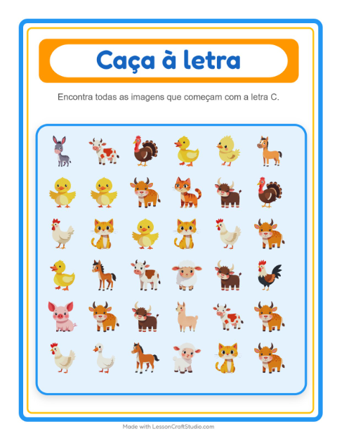 Pré-visualização da ficha de Encontre E Conte com Animais da fazenda para Educação infantil (creche, 3-5 anos)
