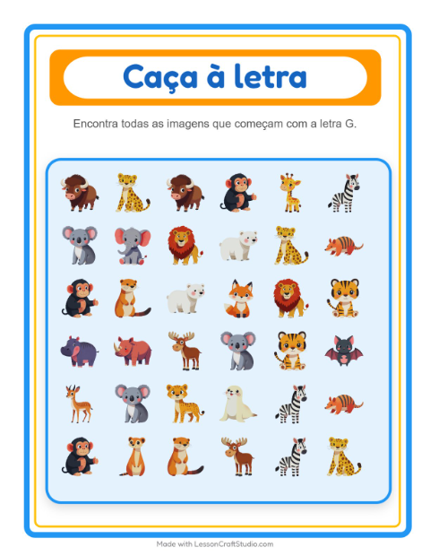 Pré-visualização da ficha de Encontre E Conte com Animais do zoológico para Educação infantil (creche, 3-5 anos)