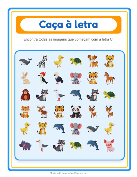 Pré-visualização da ficha de Encontre E Conte com Animais para Educação infantil (creche, 3-5 anos)