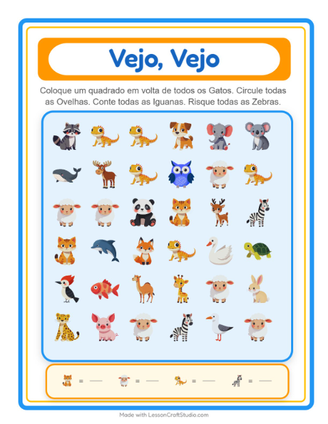 Ache a letra – Animais