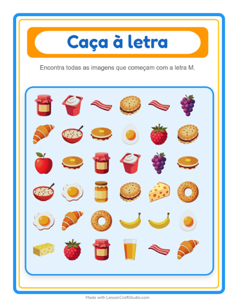 Pré-visualização da ficha de Encontre E Conte com Café da manhã para Educação infantil (creche, 3-5 anos)
