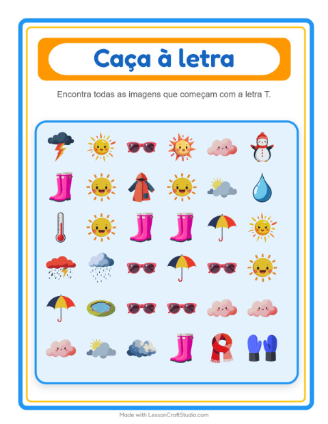 Pré-visualização da ficha de Encontre E Conte com Clima para Educação infantil (creche, 3-5 anos)