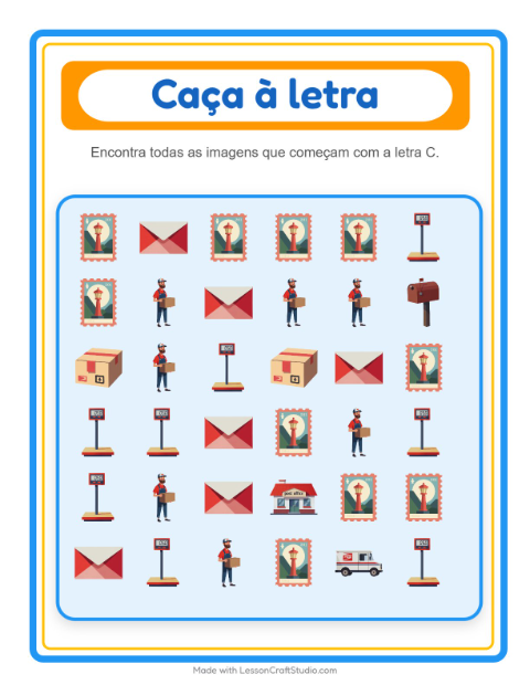 Pré-visualização da ficha de Encontre E Conte com Correios para Educação infantil (creche, 3-5 anos)