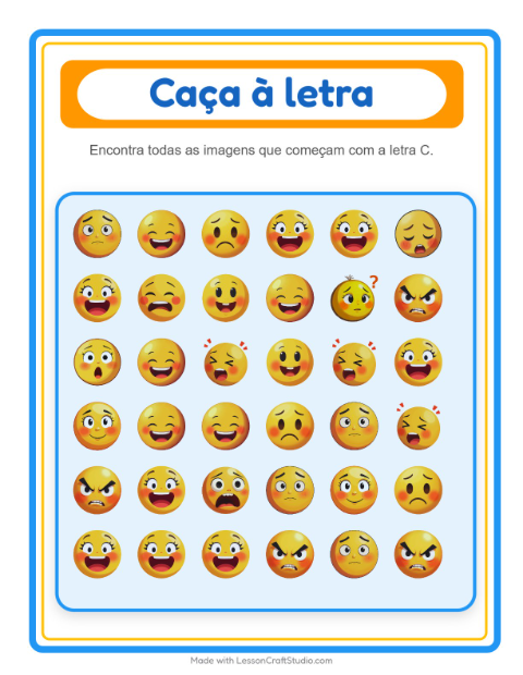 Pré-visualização da ficha de Encontre E Conte com Emoções para Educação infantil (creche, 3-5 anos)