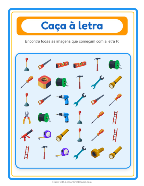 Pré-visualização da ficha de Encontre E Conte com Ferramentas para Educação infantil (creche, 3-5 anos)