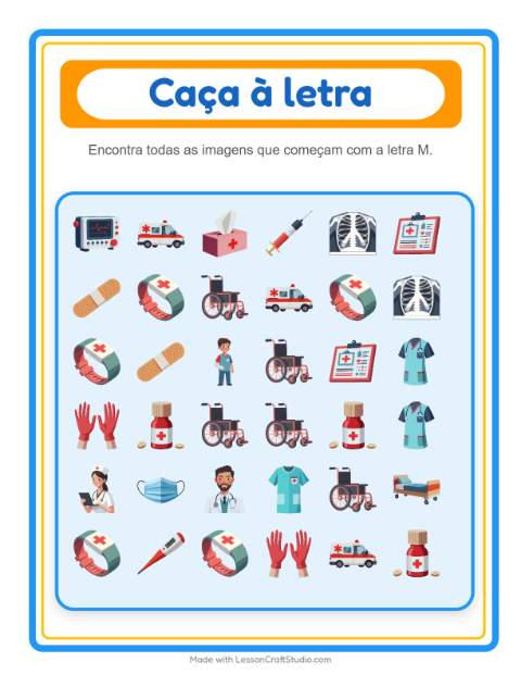 Pré-visualização da ficha de Encontre E Conte com Hospital para Educação infantil (creche, 3-5 anos)