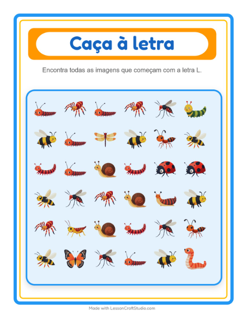 Pré-visualização da ficha de Encontre E Conte com Insetos e bichos para Educação infantil (creche, 3-5 anos)