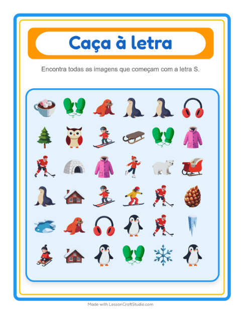 Pré-visualização da ficha de Encontre E Conte com Inverno para Educação infantil (creche, 3-5 anos)