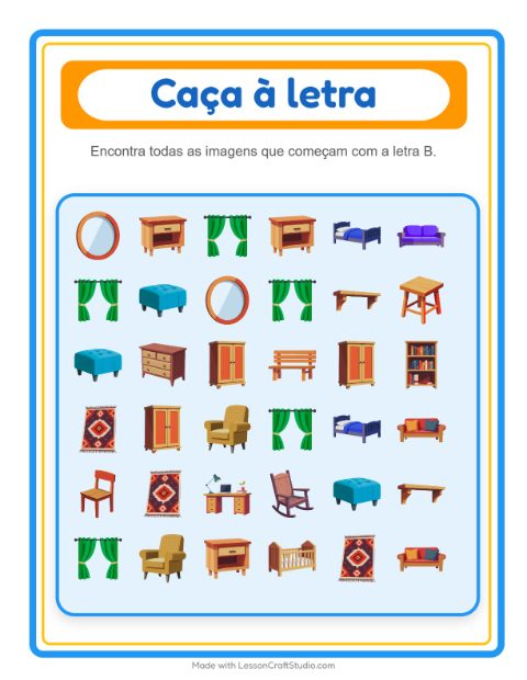 Pré-visualização da ficha de Encontre E Conte com Móveis para Educação infantil (creche, 3-5 anos)