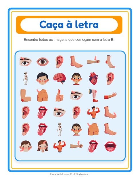 Pré-visualização da ficha de Encontre E Conte com Partes do corpo para Educação infantil (creche, 3-5 anos)