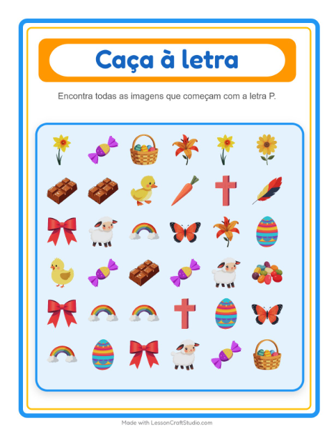 Pré-visualização da ficha de Encontre E Conte com Páscoa para Educação infantil (creche, 3-5 anos)