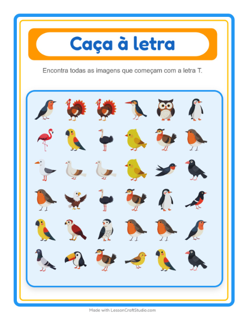 Pré-visualização da ficha de Encontre E Conte com Pássaros 2 para Educação infantil (creche, 3-5 anos)