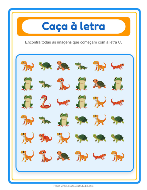 Pré-visualização da ficha de Encontre E Conte com Répteis e anfíbios para Educação infantil (creche, 3-5 anos)