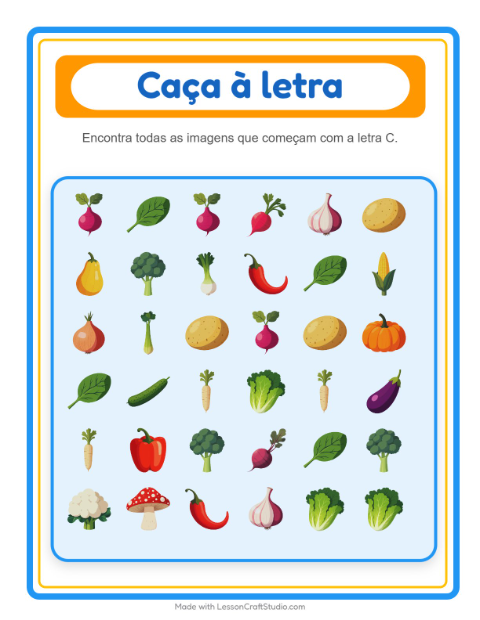 Pré-visualização da ficha de Encontre E Conte com Vegetais para Educação infantil (creche, 3-5 anos)
