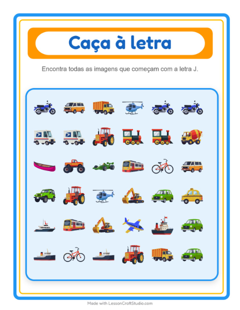 Pré-visualização da ficha de Encontre E Conte com Veículos para Educação infantil (creche, 3-5 anos)