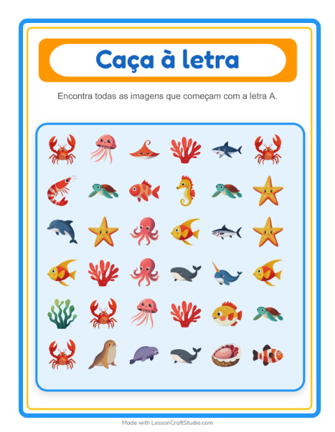 Pré-visualização da ficha de Encontre E Conte com Vida marinha para Educação infantil (creche, 3-5 anos)
