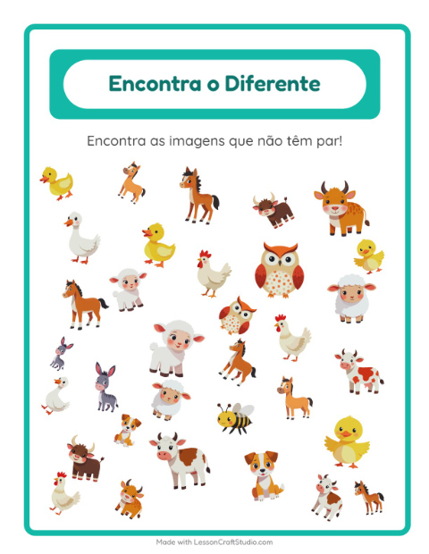 Pré-visualização da ficha de Encontre Os Objetos com Animais da fazenda para Educação infantil (pré-escola, 5-7 anos)