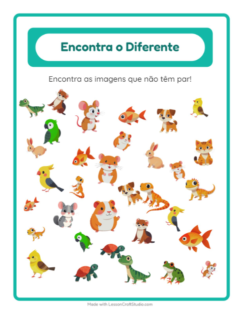 Pré-visualização da ficha de Encontre Os Objetos com Animais de estimação para Educação infantil (pré-escola, 5-7 anos)