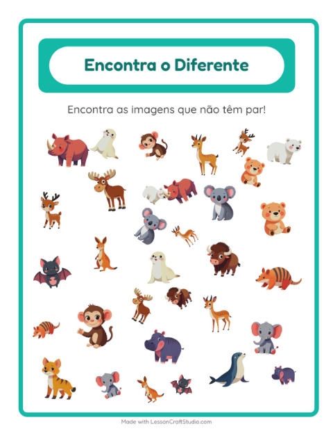 Pré-visualização da ficha de Encontre Os Objetos com Animais do zoológico para Educação infantil (pré-escola, 5-7 anos)