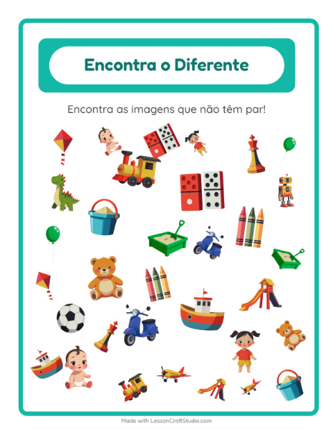 Pré-visualização da ficha de Encontre Os Objetos com Brinquedos para Educação infantil (pré-escola, 5-7 anos)