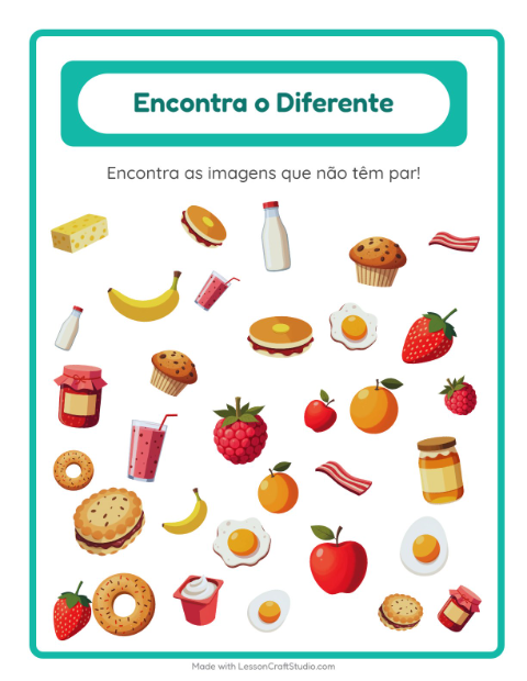 Pré-visualização da ficha de Encontre Os Objetos com Café da manhã para Educação infantil (pré-escola, 5-7 anos)