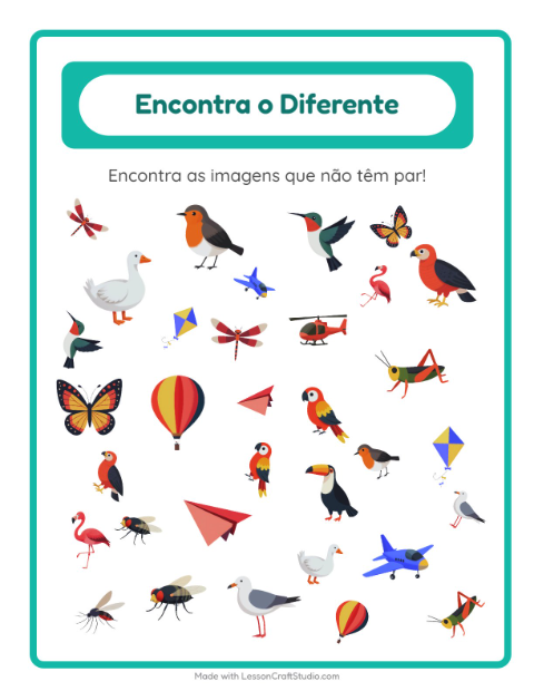 Pré-visualização da ficha de Encontre Os Objetos com Coisas que voam para Educação infantil (pré-escola, 5-7 anos)