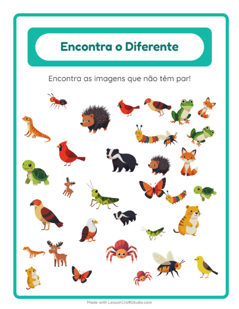 Pré-visualização da ficha de Encontre Os Objetos com Criaturas da floresta para Educação infantil (pré-escola, 5-7 anos)
