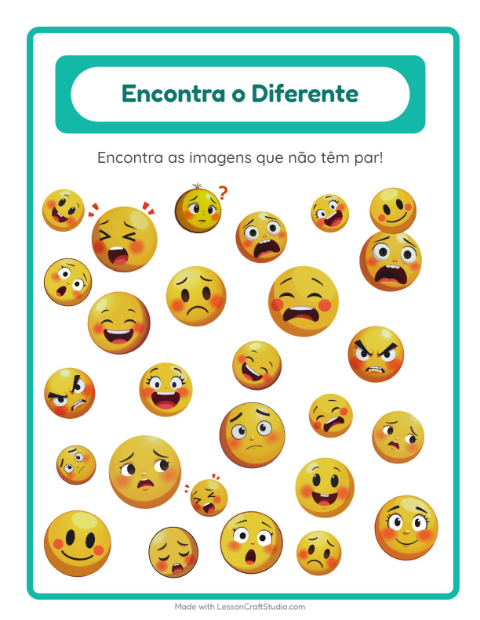 Pré-visualização da ficha de Encontre Os Objetos com Emoções para Educação infantil (pré-escola, 5-7 anos)
