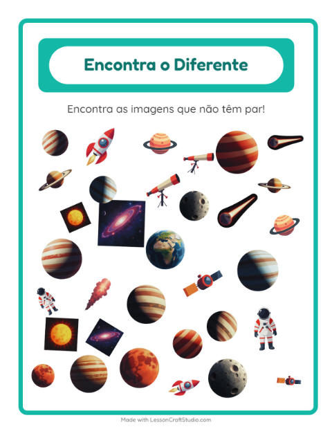 Pré-visualização da ficha de Encontre Os Objetos com Espaço para Educação infantil (pré-escola, 5-7 anos)