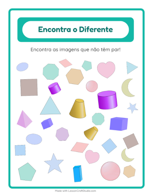 Pré-visualização da ficha de Encontre Os Objetos com Formas para Educação infantil (pré-escola, 5-7 anos)