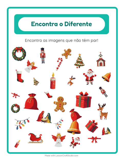 Pré-visualização da ficha de Encontre Os Objetos com Natal para Educação infantil (pré-escola, 5-7 anos)