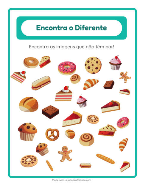 Pré-visualização da ficha de Encontre Os Objetos com Padaria para Educação infantil (pré-escola, 5-7 anos)