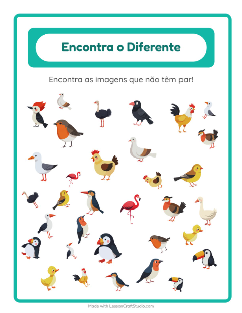 Pré-visualização da ficha de Encontre Os Objetos com Pássaros 2 para Educação infantil (pré-escola, 5-7 anos)