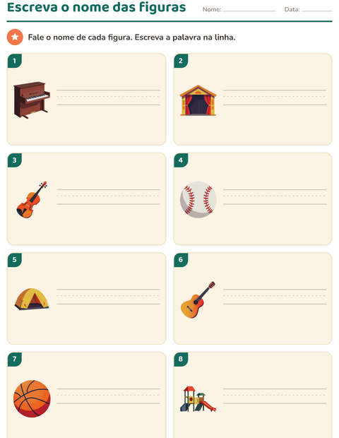 Pré-visualização da ficha de Escreva o nome da figura com Atividades para 1º ano do ensino fundamental