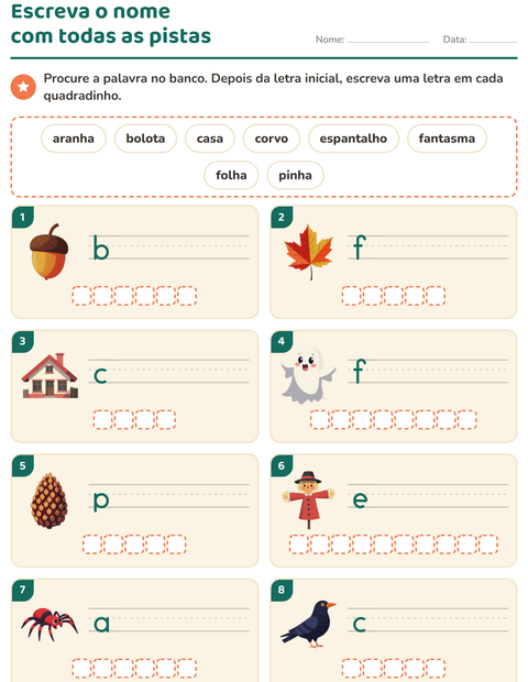 Pré-visualização da ficha de Escreva o nome da figura com Diversos para 1º ano do ensino fundamental