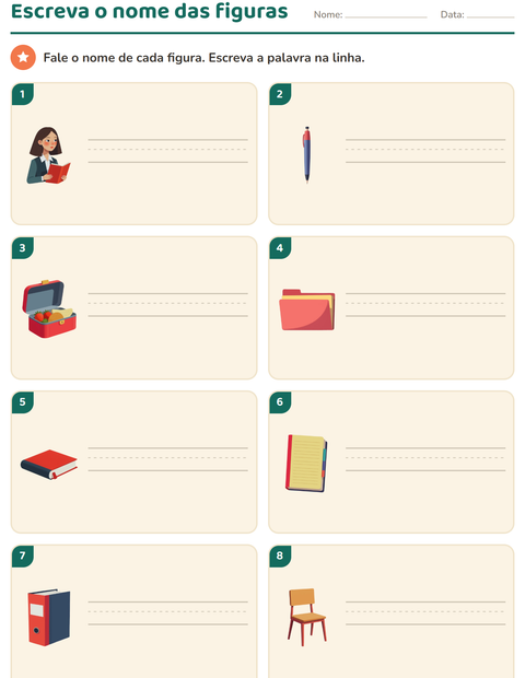 Pré-visualização da ficha de Escreva o nome da figura com Sala de aula para 1º ano do ensino fundamental